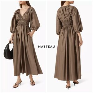 NWT - Matteau Shirred Plunge Button Dress (US 10)